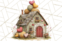 Valentine Heart Homes Clipart, Cozy Cottage Love Clip Art Product Image 5