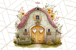 Valentine Heart Homes Clipart, Cozy Cottage Love Clip Art Product Image 2