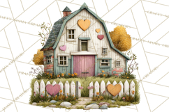 Valentine Heart Homes Clipart, Cozy Cottage Love Clip Art Product Image 3