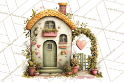 Valentine Heart Homes Clipart, Cozy Cottage Love Clip Art Product Image 4