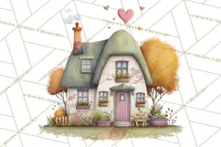 Valentine Heart Homes Clipart, Cozy Cottage Love Clip Art Product Image 5