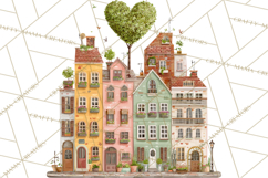 Valentine Heart Homes Clipart, Cozy Cottage Love Clip Art Product Image 2