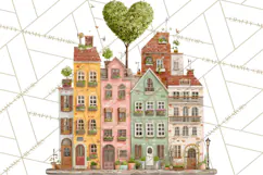 Valentine Heart Homes Clipart, Cozy Cottage Love Clip Art Product Image 2