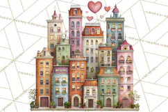 Valentine Heart Homes Clipart, Cozy Cottage Love Clip Art Product Image 3
