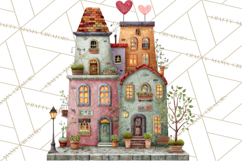 Valentine Heart Homes Clipart, Cozy Cottage Love Clip Art Product Image 4