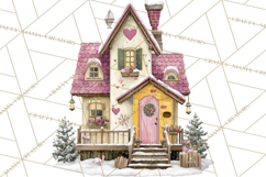 Valentine Heart Homes Clipart, Cozy Cottage Love Clip Art Product Image 5