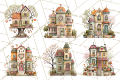 Valentine Heart Homes Clipart, Cozy Cottage Love Clip Art Product Image 2