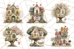 Valentine Heart Homes Clipart, Cozy Cottage Love Clip Art Product Image 3