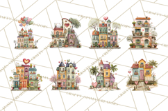 Valentine Heart Homes Clipart, Cozy Cottage Love Clip Art Product Image 4