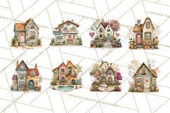 Valentine Heart Homes Clipart, Cozy Cottage Love Clip Art Product Image 5