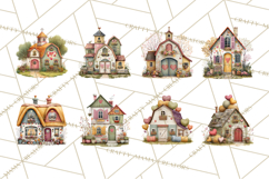 Valentine Heart Homes Clipart, Cozy Cottage Love Clip Art Product Image 7
