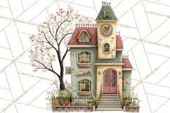 Valentine Heart Homes Clipart, Cozy Cottage Love Clip Art Product Image 2
