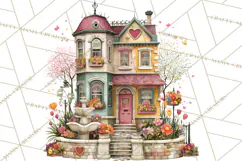 Valentine Heart Homes Clipart, Cozy Cottage Love Clip Art Product Image 3