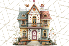 Valentine Heart Homes Clipart, Cozy Cottage Love Clip Art Product Image 5