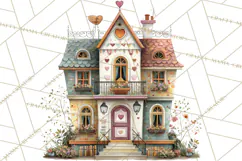 Valentine Heart Homes Clipart, Cozy Cottage Love Clip Art Product Image 5