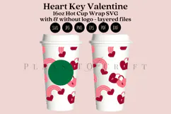heart key valentine starbucks 16oz hot cup tumbler wrap svg presized template for tumbler grande suitable for cricut and silhouette
