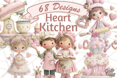 Valentine Baking Clipart, Cute Valentine Baker Character Png Product Image 1