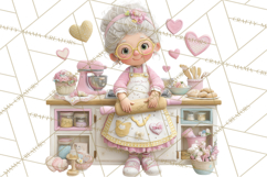 Valentine Baking Clipart, Cute Valentine Baker Character Png Product Image 3