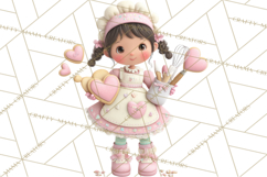 Valentine Baking Clipart, Cute Valentine Baker Character Png Product Image 5