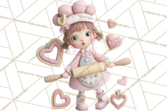 Valentine Baking Clipart, Cute Valentine Baker Character Png Product Image 2