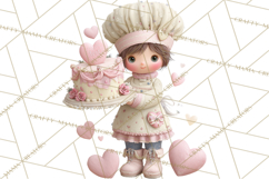Valentine Baking Clipart, Cute Valentine Baker Character Png Product Image 3