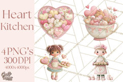 Valentine Baking Clipart, Cute Valentine Baker Character Png Product Image 1