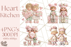 Valentine Baking Clipart, Cute Valentine Baker Character Png Product Image 1