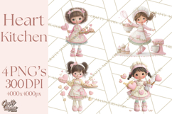 Valentine Baking Clipart, Cute Valentine Baker Character Png Product Image 1