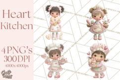 Valentine Baking Clipart, Cute Valentine Baker Character Png Product Image 1