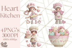 Valentine Baking Clipart, Cute Valentine Baker Character Png Product Image 1