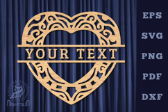 Heart Lasercut Split Monogram SVG Product Image 1