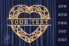 Heart Lasercut Split Monogram SVG Product Image 1