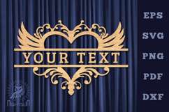 Heart Lasercut Split Monogram SVG Product Image 1