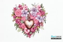 Heart Lock with Flowers Sublimation PNG Clipart Product Image 1