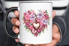 Heart Lock with Flowers Sublimation PNG Clipart Product Image 2