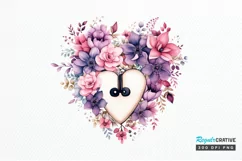 Heart Lock with Flowers Sublimation PNG Clipart Product Image 1