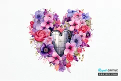 Heart Lock with Flowers Sublimation PNG Clipart Product Image 1