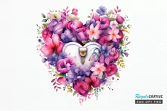 Heart Lock with Flowers Sublimation PNG Clipart Product Image 1