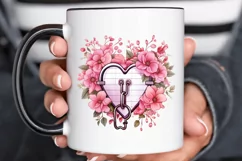 Heart Lock with Flowers Sublimation PNG Clipart Product Image 2