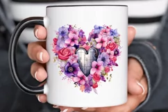 Heart Lock with Flowers Sublimation PNG Clipart Product Image 2
