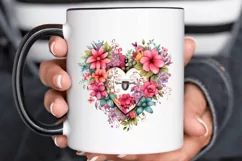 Heart Lock with Flowers Sublimation PNG Clipart Product Image 2