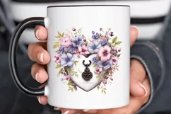 Heart Lock with Flowers Sublimation PNG Clipart Product Image 2
