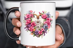 Heart Lock with Flowers Sublimation PNG Clipart Product Image 2
