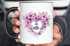 Heart Lock with Flowers Sublimation PNG Clipart Product Image 2