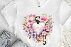 Heart Lock with Flowers Sublimation PNG Clipart Product Image 3