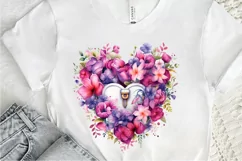 Heart Lock with Flowers Sublimation PNG Clipart Product Image 3