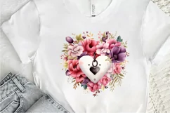 Heart Lock with Flowers Sublimation PNG Clipart Product Image 3