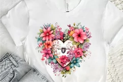 Heart Lock with Flowers Sublimation PNG Clipart Product Image 3