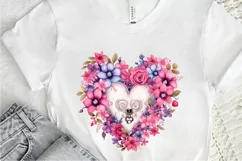 Heart Lock with Flowers Sublimation PNG Clipart Product Image 3