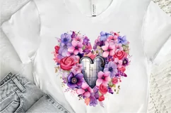 Heart Lock with Flowers Sublimation PNG Clipart Product Image 3
